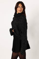 Eleanor Lurex Shine Knit Sweater - Black