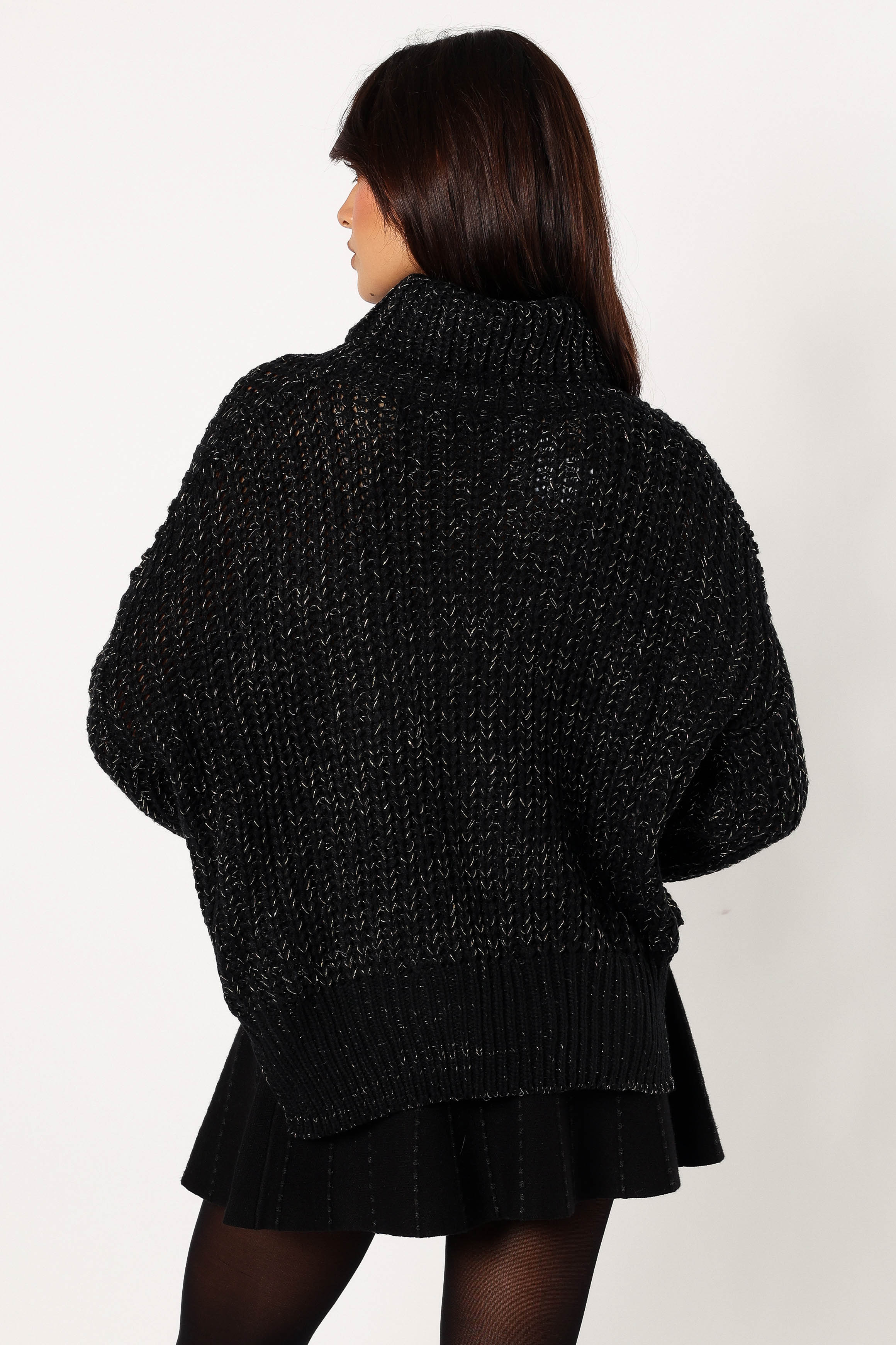 Eleanor Lurex Shine Knit Sweater - Black