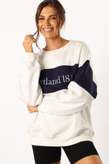 Portland Colorblock Oversized Sweatshirt - White Navy