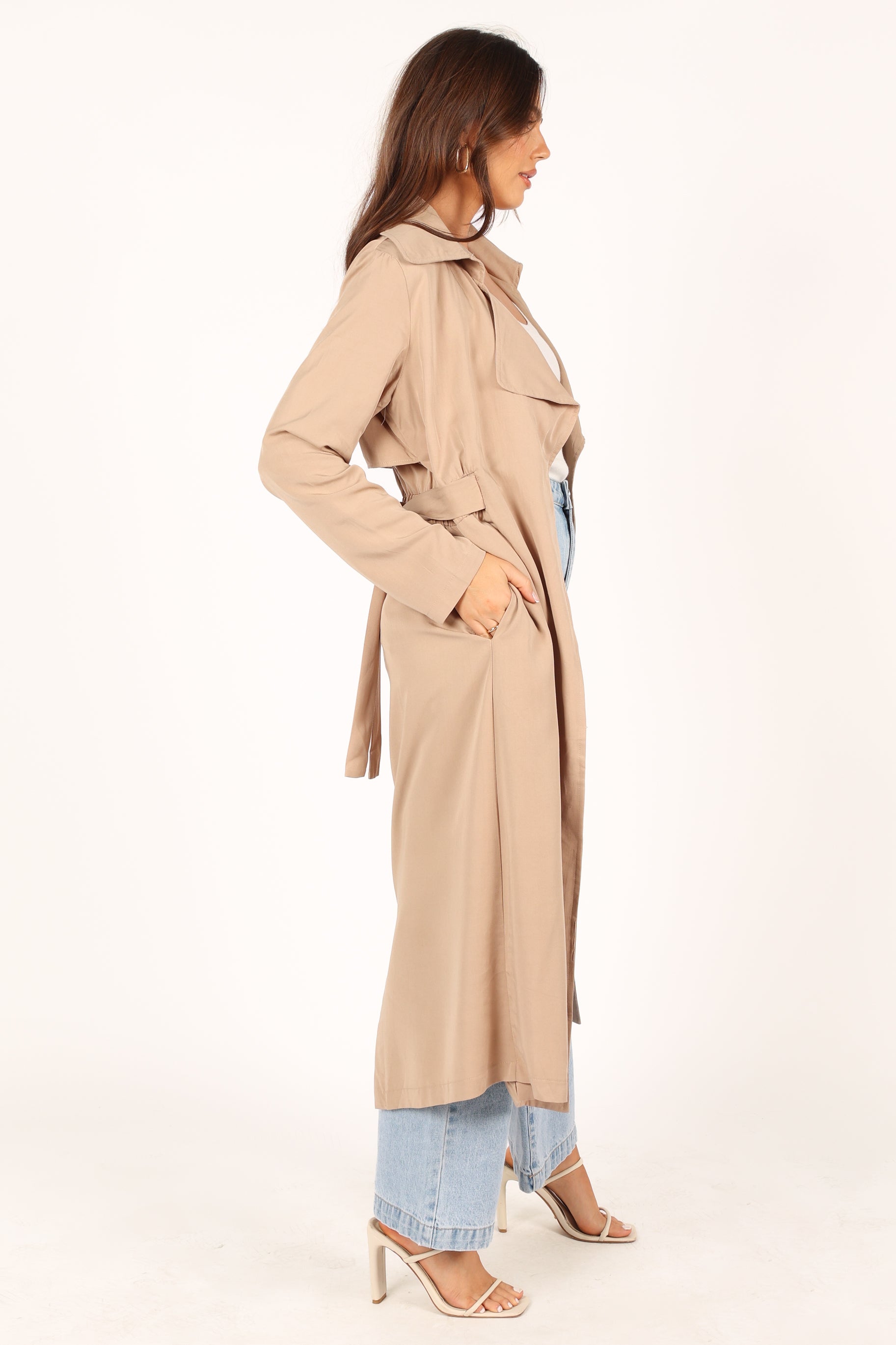 Robyn Tie Front Trench Coat - Beige