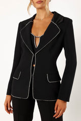 Shiloh Crystal Embellished Blazer - Black