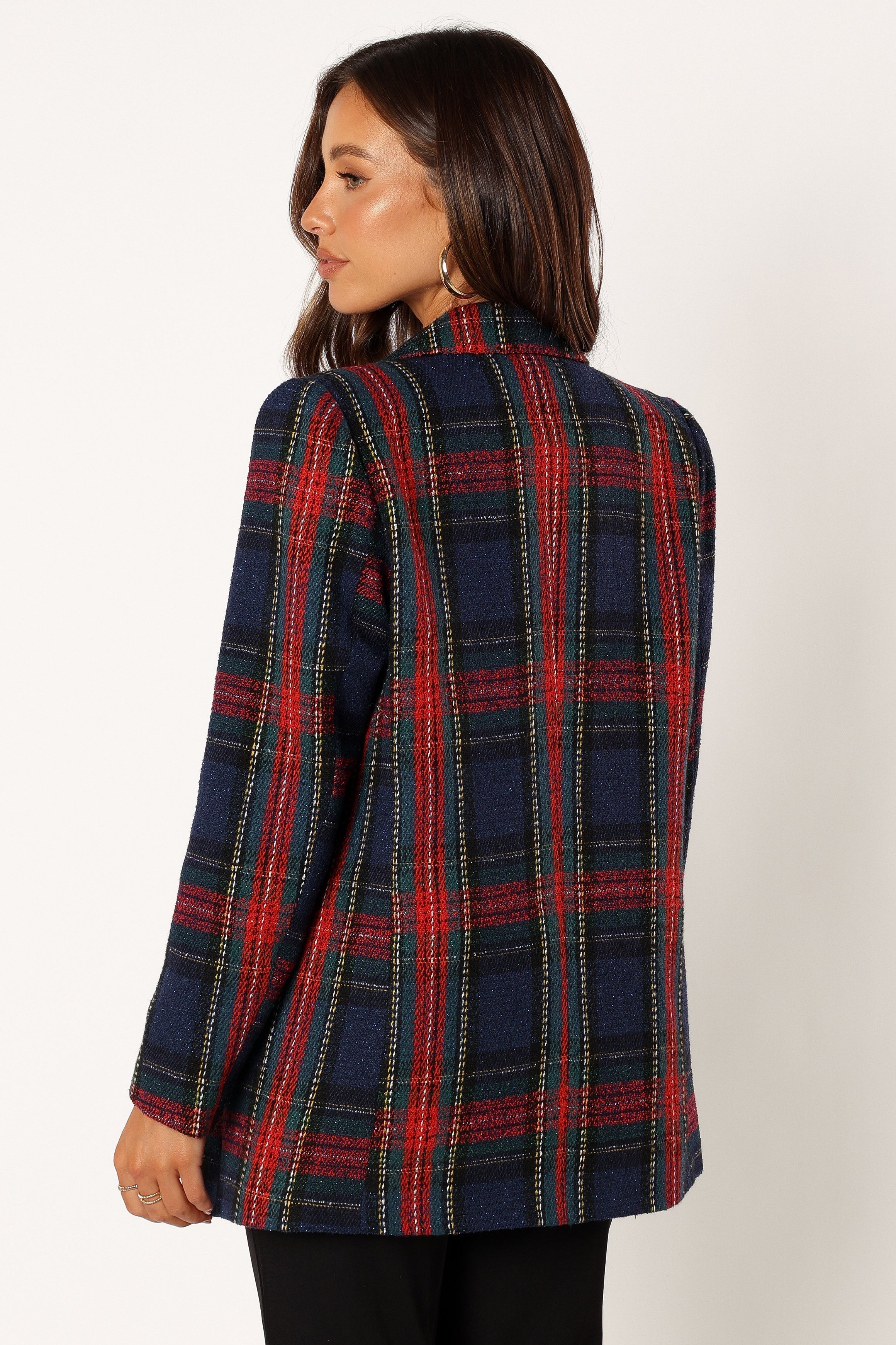 Vivienne Plaid Blazer - Red/Navy Multi