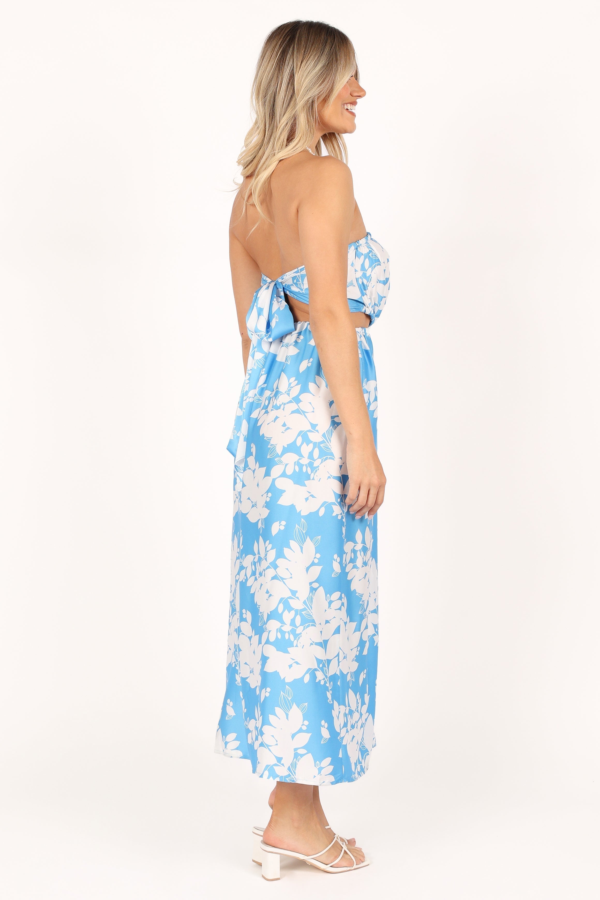 Elodie Tube Belted Jumpsuit - Blue/White