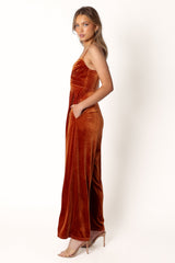 Quinnie Velvet Jumpsuit - Amber