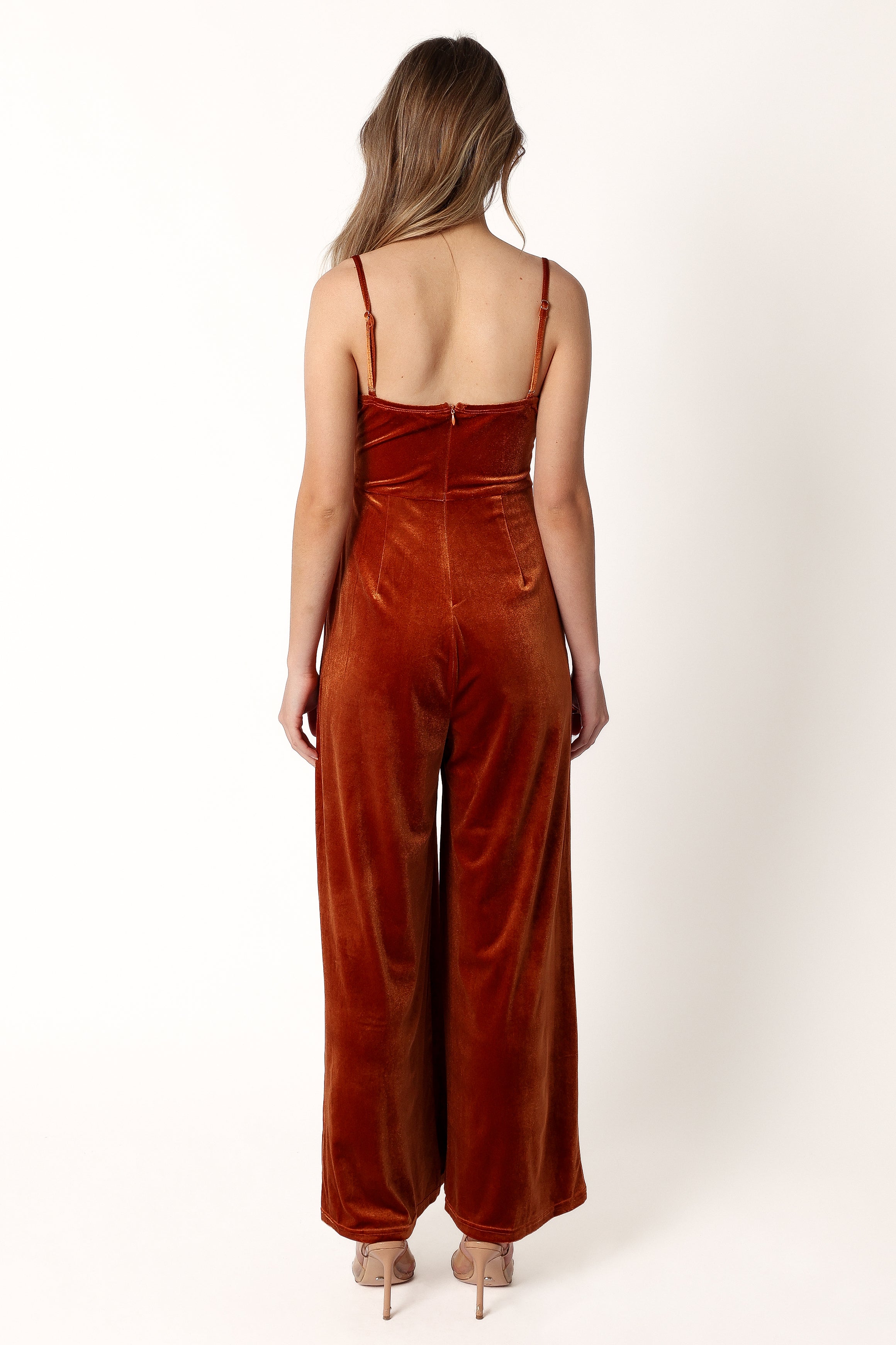 Quinnie Velvet Jumpsuit - Amber