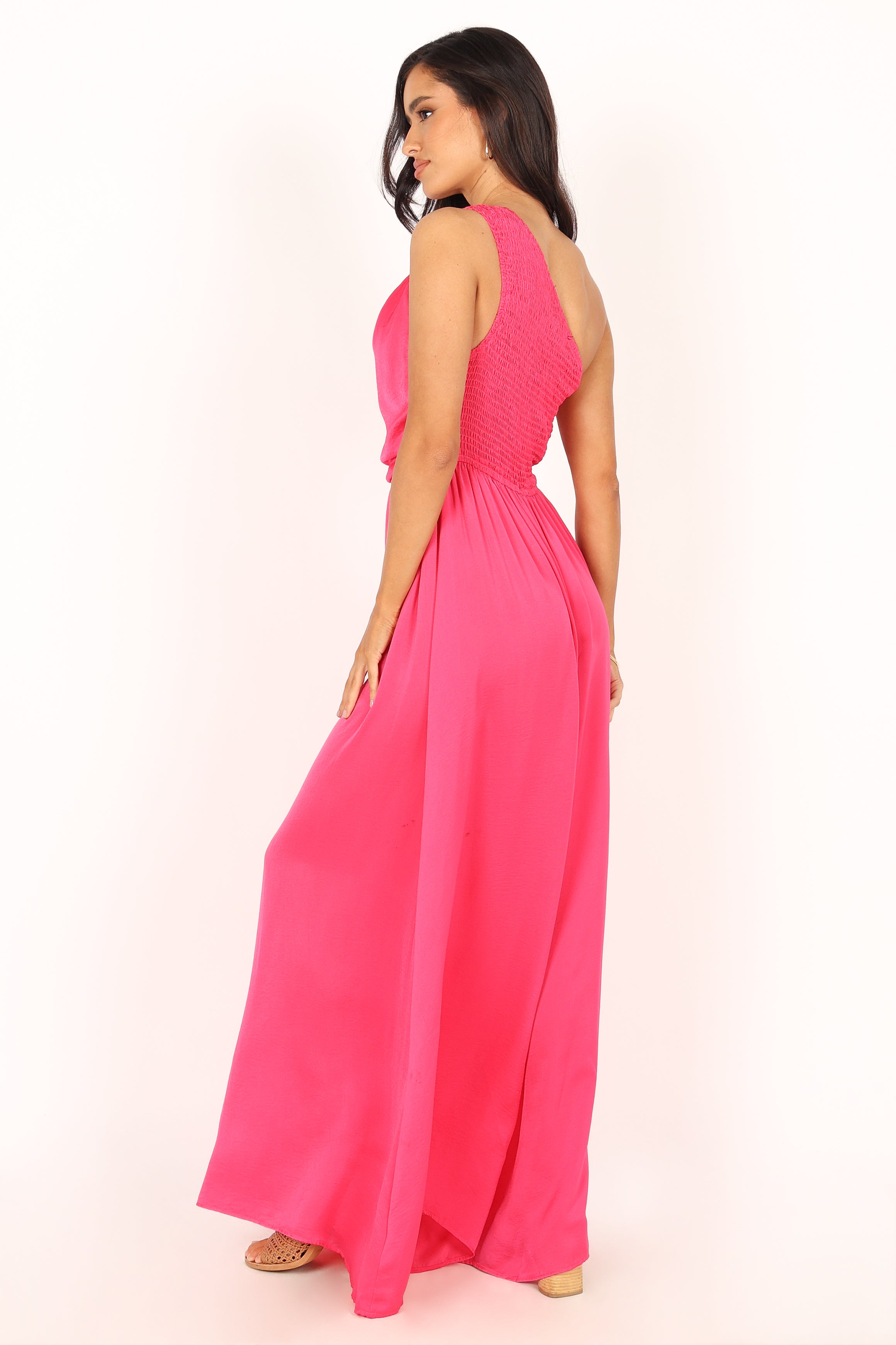 Sunanda One Shoulder Jumpsuit - Fuchsia