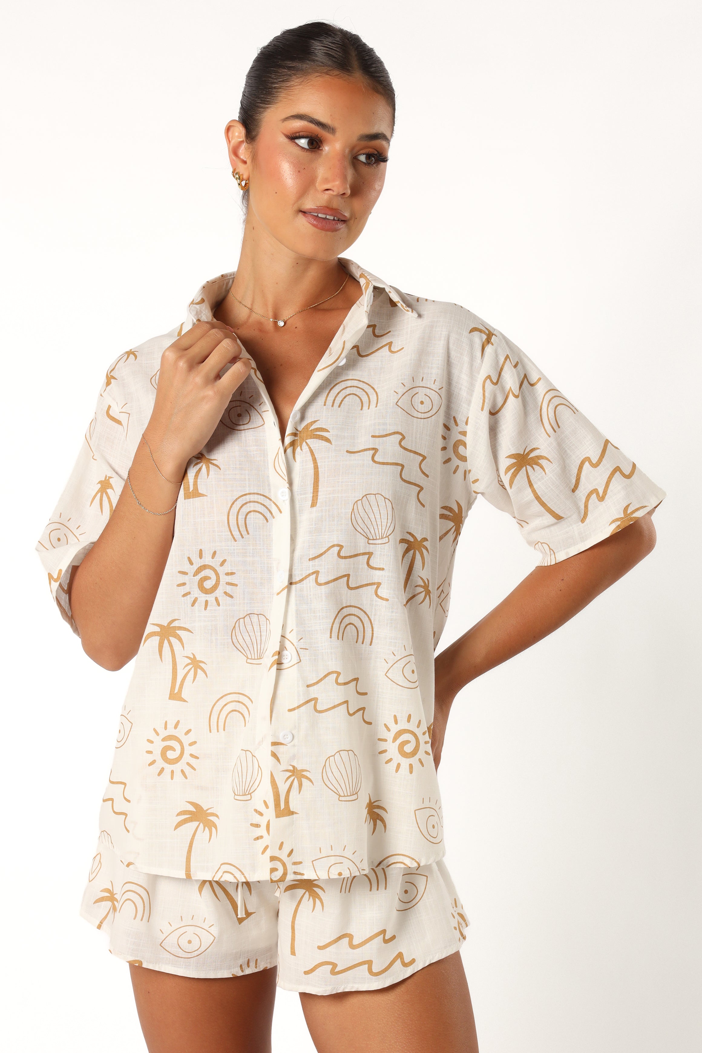 Tally Short Set - White Beige