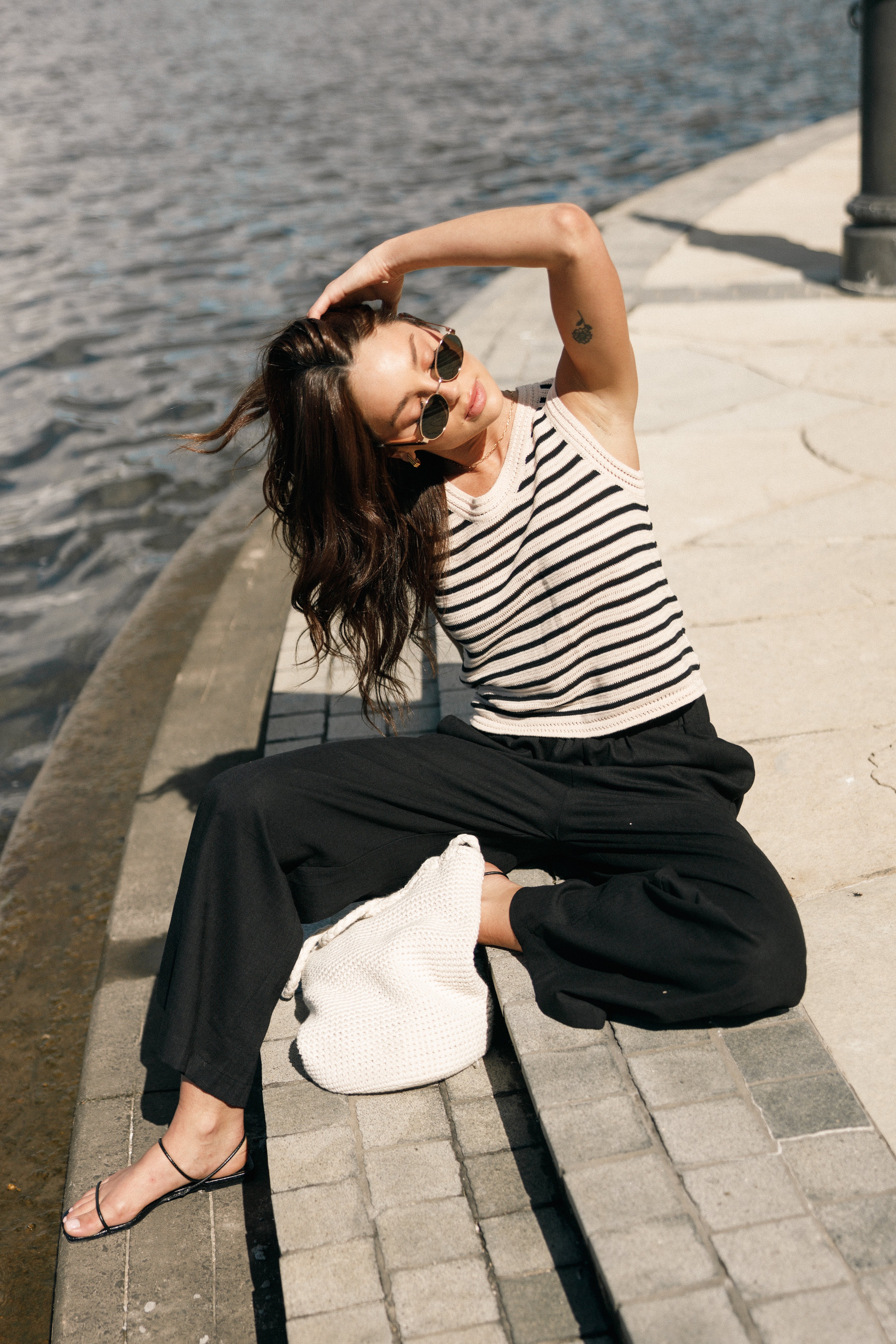 Cherie Knit Top - Sand Black