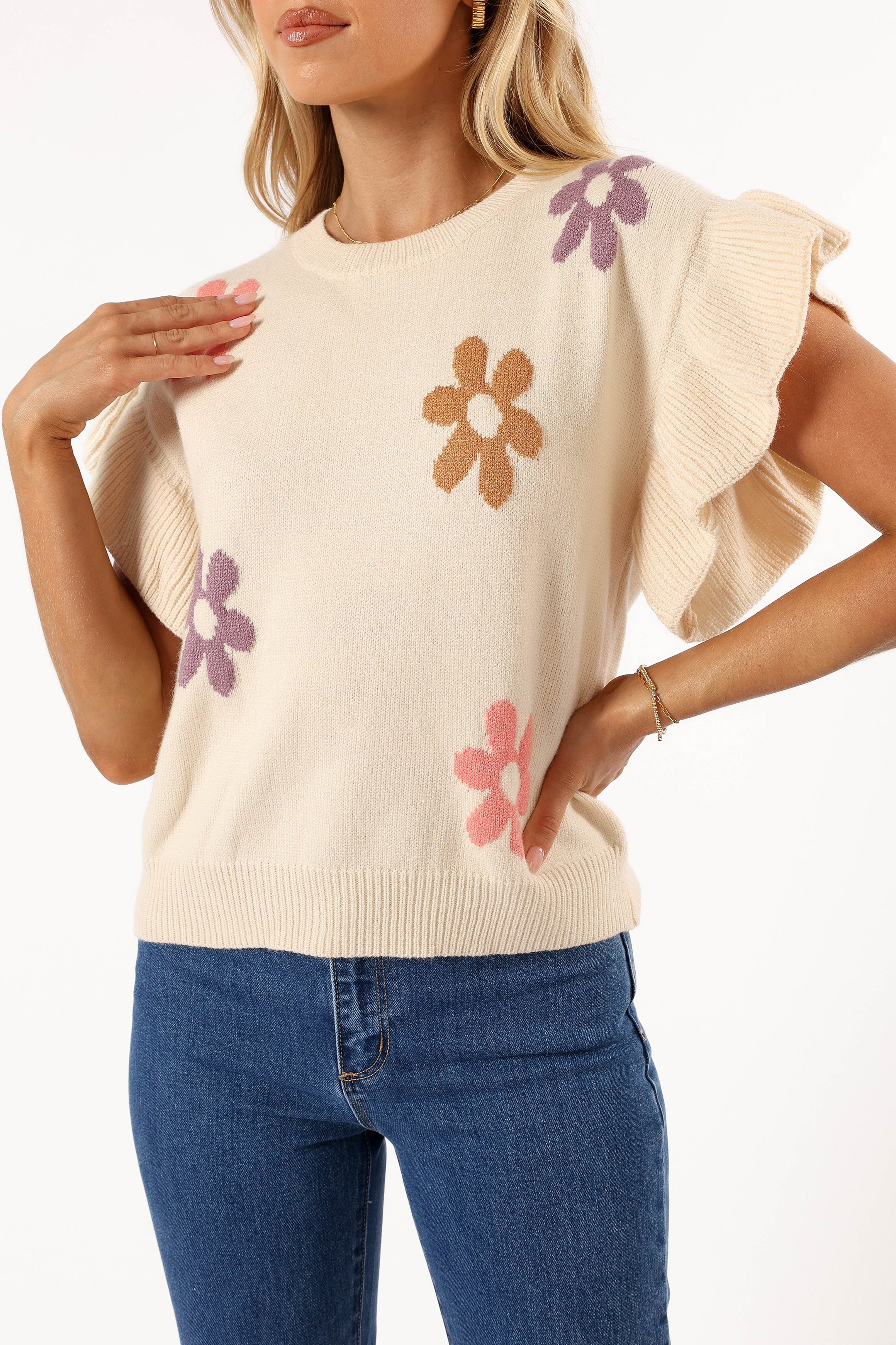Kinsley Floral Top - Cream Multi