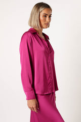 Narissa Satin Shirt - Magenta