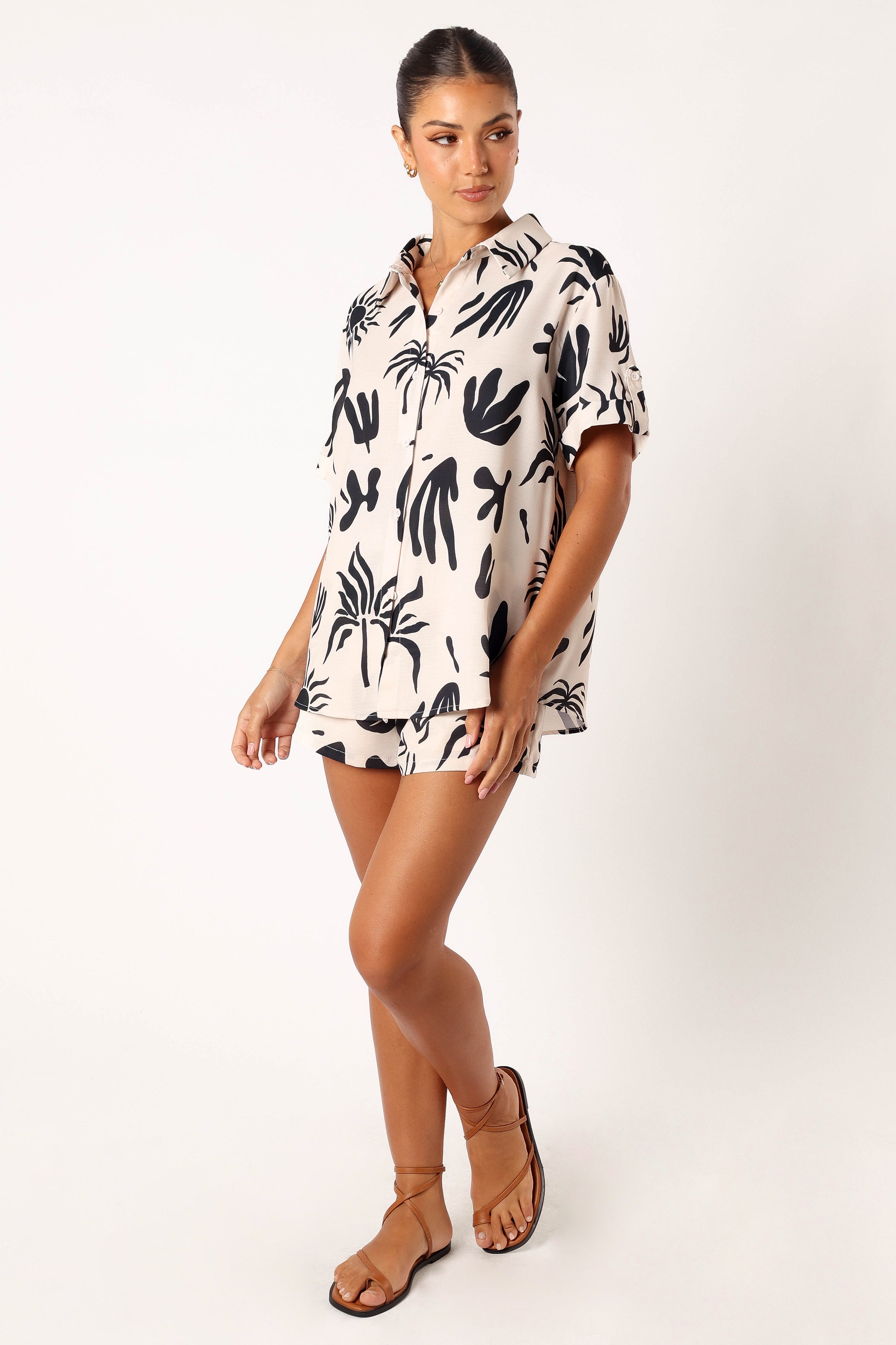 Sawyer Short Sleeve Shirt - Beige Black