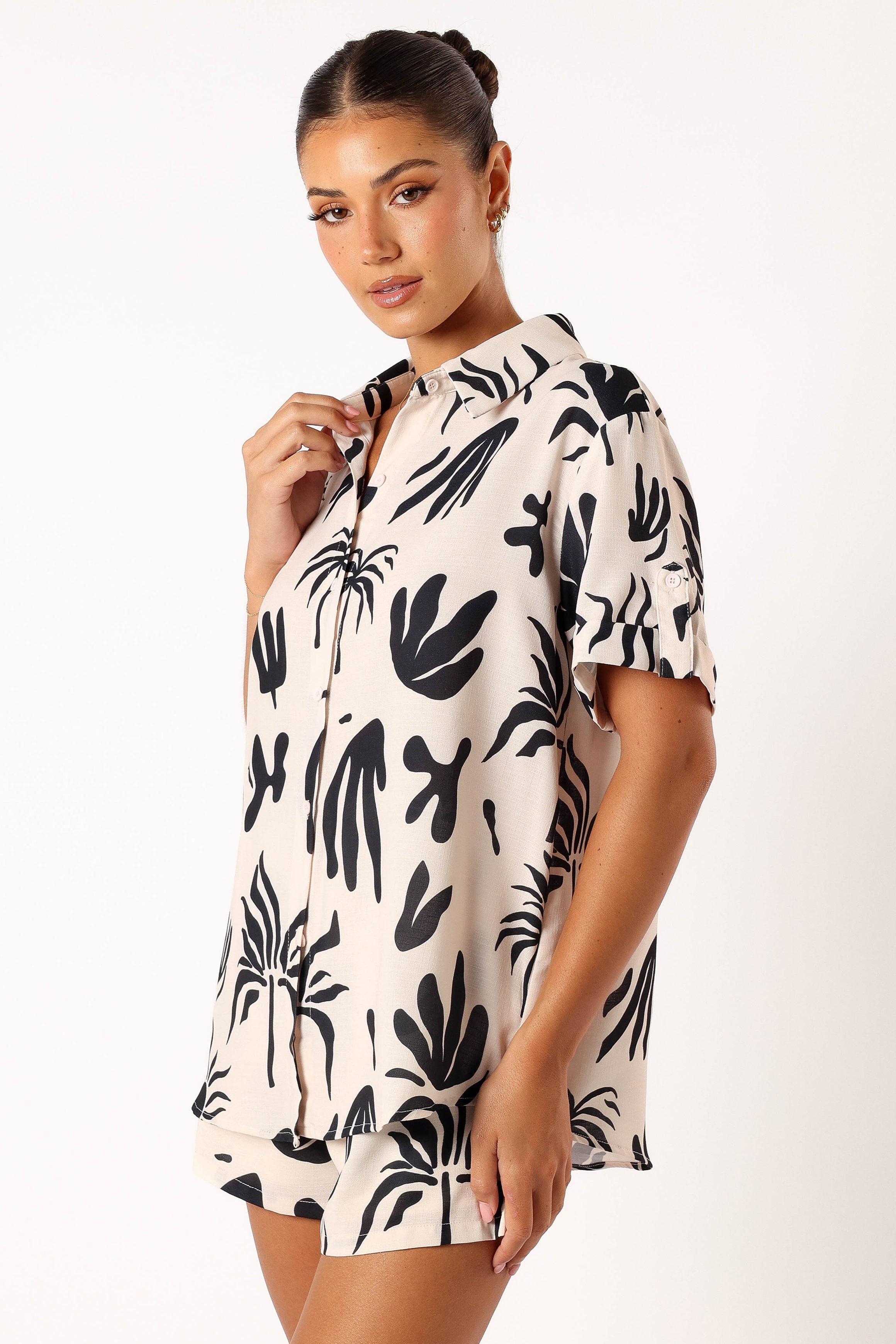 Sawyer Short Sleeve Shirt - Beige Black